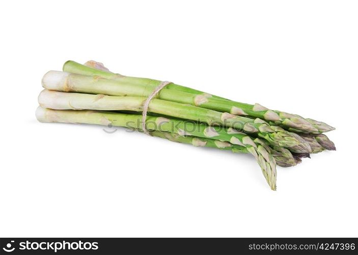 Bunch of Green fresh asparagus isolated on white background