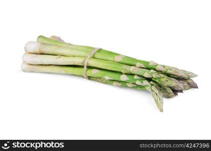 Bunch of Green fresh asparagus isolated on white background