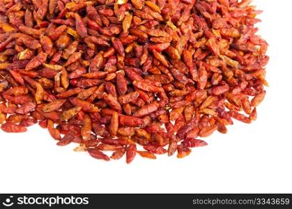 bunch of Piri Piri peppers isolated on white background