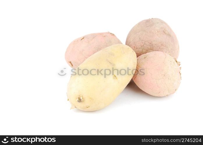 bunch of potatoes isolated on white background