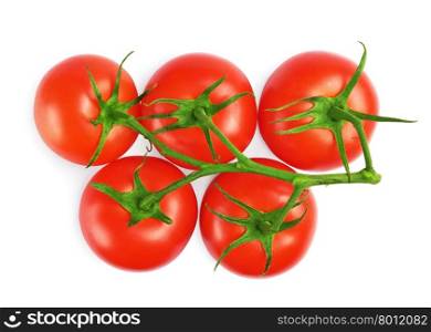 bunch of red tomatoes isolated on white background
