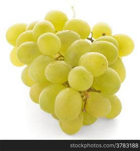 bunch of ripe and juicy green grapes close-up on a white background