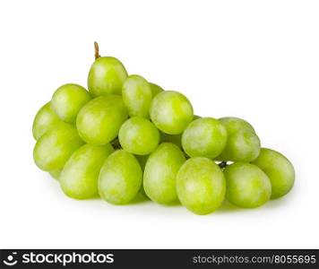 Bunch of ripe green grapes isolated on white background. Bunch of ripe green grapes