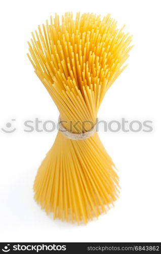 bunch of spaghetti isolated on white . bunch of spaghetti isolated on white background