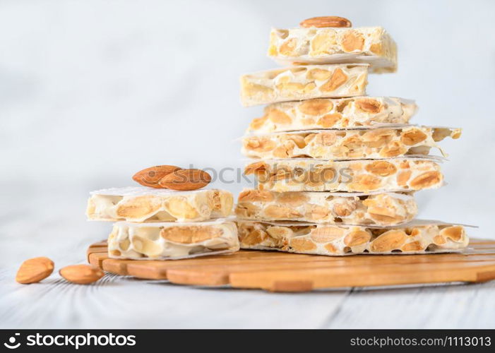 Bunch of spanish almond turron confection