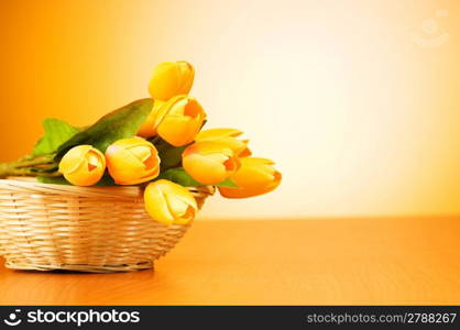 Bunch of tulip flowers on the table