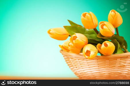 Bunch of tulip flowers on the table