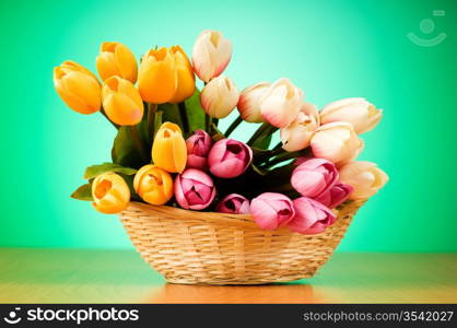 Bunch of tulip flowers on the table