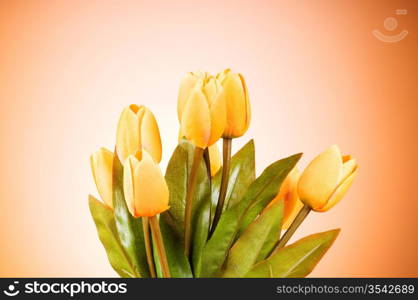 Bunch of tulip flowers on the table