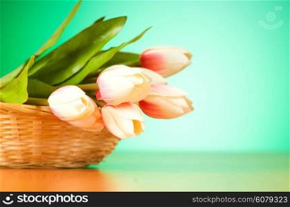 Bunch of tulip flowers on the table