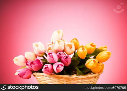 Bunch of tulip flowers on the table