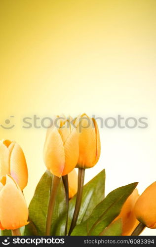 Bunch of tulip flowers on the table