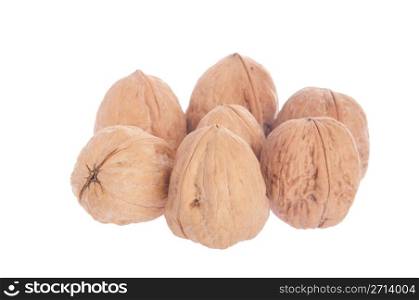 bunch of walnuts isolated on white background