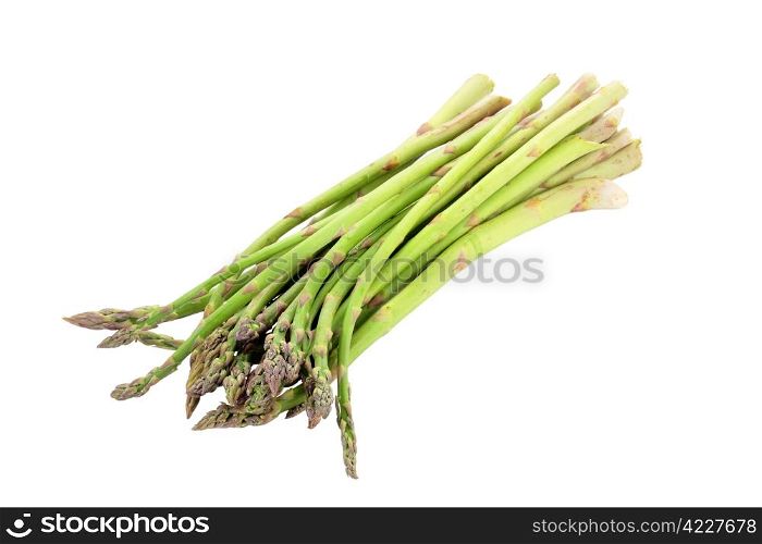 bunch of wild asparagus and green trimmed isolated