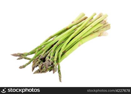 bunch of wild asparagus and green trimmed isolated