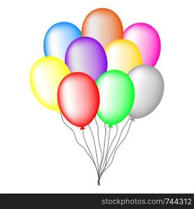 Bundle of Colored Balloons isolated on white background. For Greeting Card, Invitation. Vector Illustration for Your Design, Web.