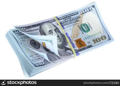 Bundle of dollars isolated over the white background
