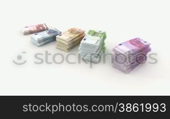 Bundles of Euro banknotes