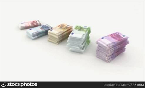 Bundles of Euro banknotes