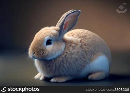 Bunny rabbit sitting in front of brown background