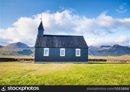 Buoakirkja black church near Buda Beach, Iceland.