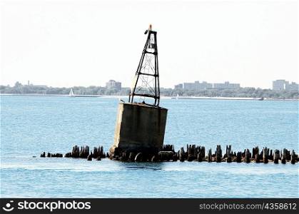 Buoys floating on a lake, Lake Michigan, Chicago, Illinois, USA