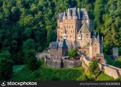 Burg Eltz castle in Rhineland-Palatinate state, Germany. Construction started prior to 1157.