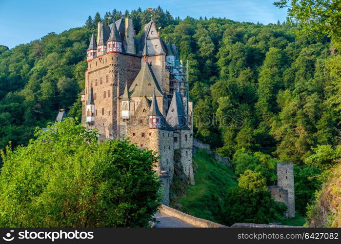 Burg Eltz castle in Rhineland-Palatinate state, Germany. Construction started prior to 1157.