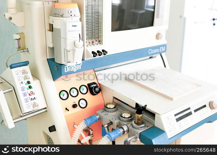 "Burgas, Bulgaria - August 07, 2012: Modern Medical Equipment At "Bourgasmed" General Hospital."