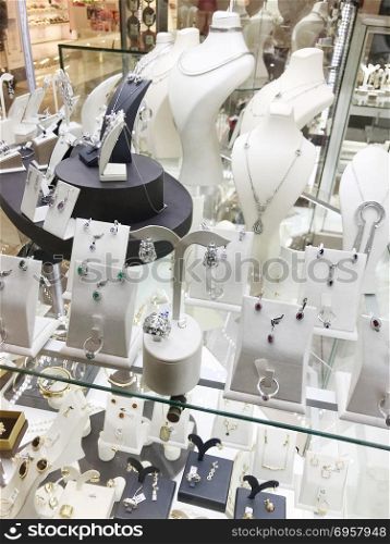 Burgas, Bulgaria - March 19, 2018: Jewelery store at Mall Galleria Burgas. Mall Galleria Burgas is the first modern shopping centre in the city.