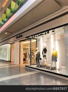 Burgas, Bulgaria - March 19, 2018: Zara store in Burgas. Zara is a Spanish clothing and accessories retailer based in Arteixo, Galicia.