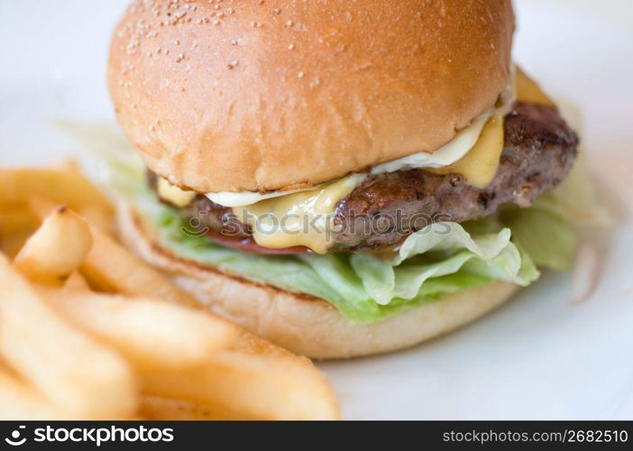 Burger and chips