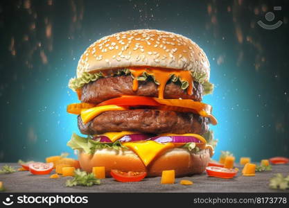 Burger food. Bread meat meal. Generate Ai. Burger food. Generate Ai