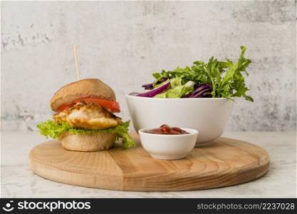 burger with salad ketchup