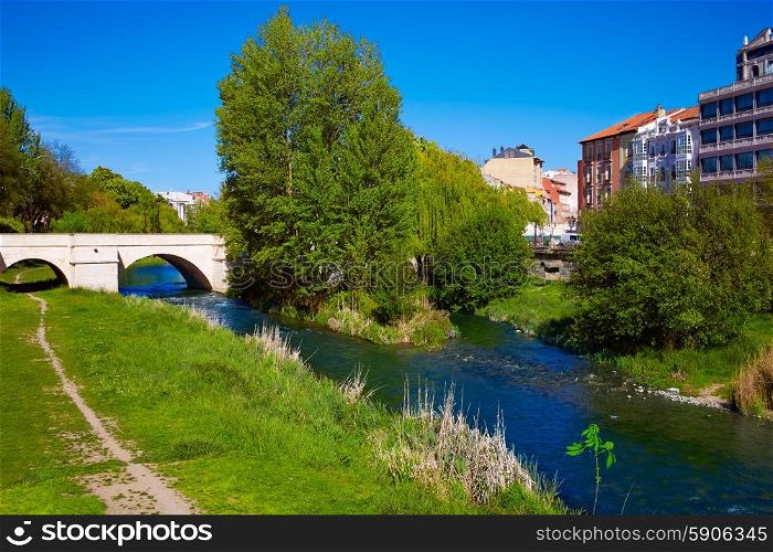 Burgos Arlanzon river in Castilla Leon of Spain