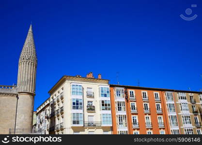 Burgos buildings facades in Rey San Fernando square at Castilla Spain