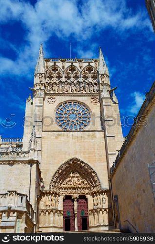 Burgos Cathedral facade in Saint James Way at Castilla Leon of Spain