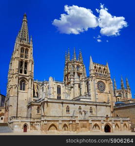 Burgos Cathedral facade in Saint James Way at Castilla Leon of Spain