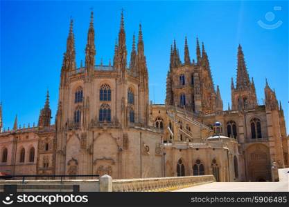 Burgos Cathedral rear facade in Saint James Way at Castilla Leon of Spain