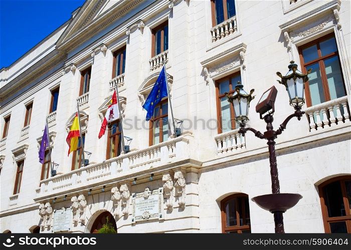 Burgos downtown buildings facades in Castilla Leon of Spain