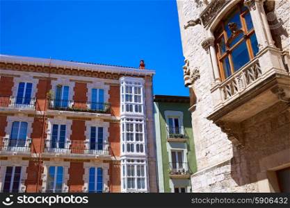 Burgos plaza de la Libertad square facades in Castilla Leon of Spain