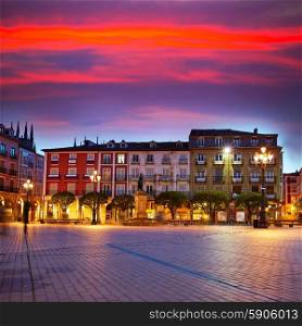 Burgos Plaza Mayor square at sunset in Castilla Leon of Spain