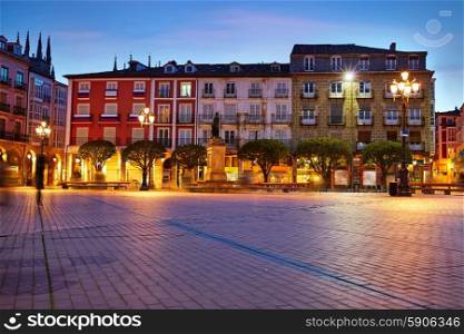 Burgos Plaza Mayor square at sunset in Castilla Leon of Spain