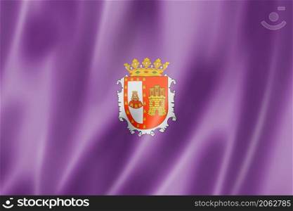 Burgos province flag, Spain waving banner collection. 3D illustration. Burgos province flag, Spain