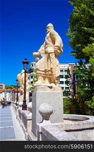 Burgos San Pablo bridge Statues over Arlanzon river in Castilla Spain