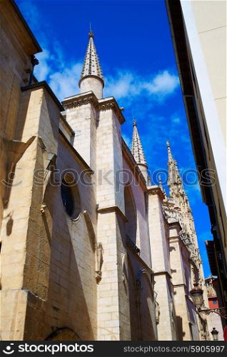 Burgos way to Cathedral on Saint James Way at Castilla Leon of Spain