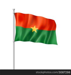 Burkina Faso flag, three dimensional render, isolated on white. Burkina Faso flag isolated on white