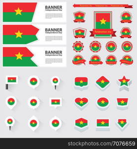 burkina faso independence day, infographic, and label Set.