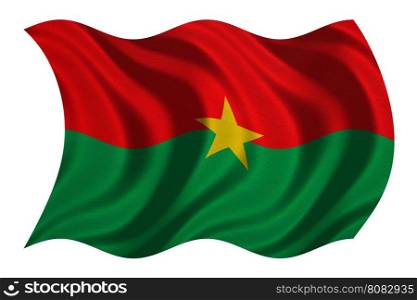 Burkina Faso national official flag. African patriotic symbol, banner, element, background. Correct color. Flag of Burkina Faso with real detailed fabric texture wavy isolated on white 3D illustration