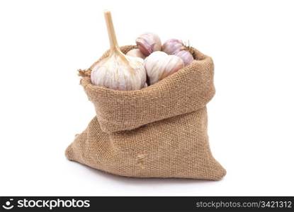 Burlap sack with garlic